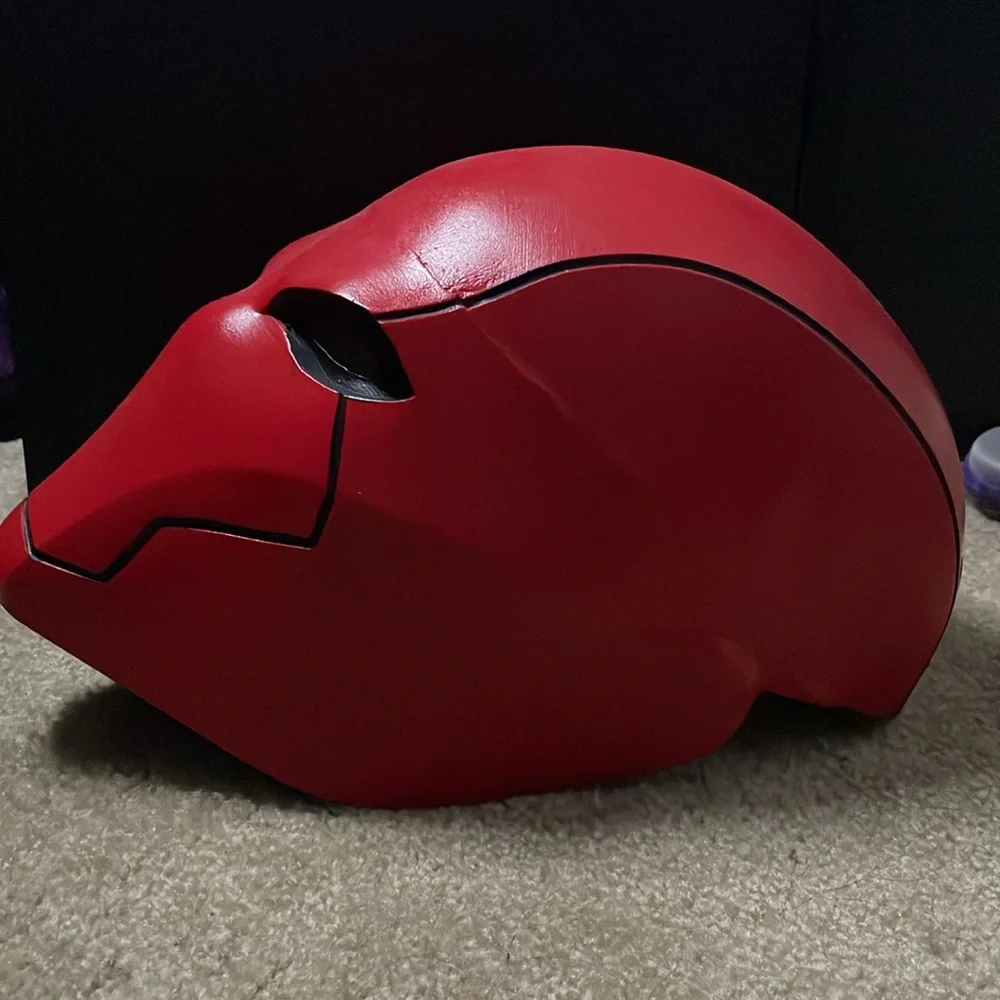 Red hood helmet